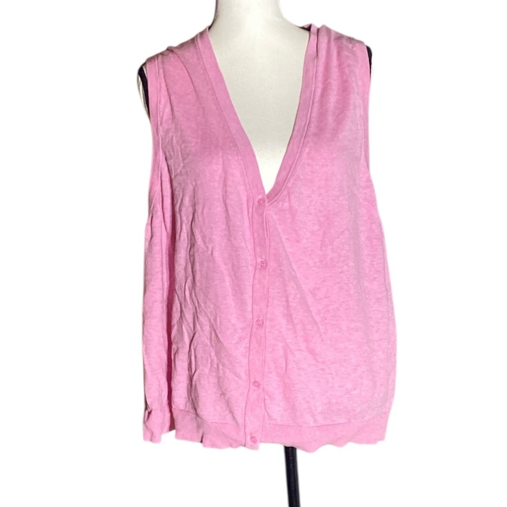 J. Crew Pink Sleeveless Button-Down Sweater Vest